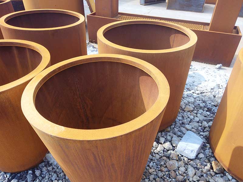 Laser cut round corten steel planters boxs Supplier